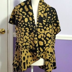 Love of Fashion Boho Animal Print Soft Cozy Waterfall Overlay Cape Shawl OS